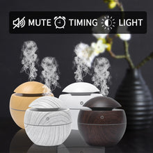 Load image into Gallery viewer, Mini USB Ultrasonic Essential Oil Diffuser, Air Humidifier, Wood Grain, 7 LED Light, For Home Aromatherapy