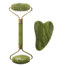 Load image into Gallery viewer, Natural Jade Roller Facial Massager and Guasha Massage Board Set