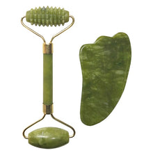 Load image into Gallery viewer, Natural Jade Roller Facial Massager and Guasha Massage Board Set