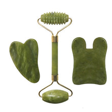 Load image into Gallery viewer, Natural Jade Roller Facial Massager and Guasha Massage Board Set