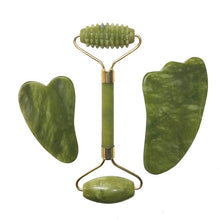 Load image into Gallery viewer, Natural Jade Roller Facial Massager and Guasha Massage Board Set
