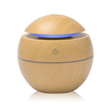 Load image into Gallery viewer, Mini USB Ultrasonic Essential Oil Diffuser, Air Humidifier, Wood Grain, 7 LED Light, For Home Aromatherapy
