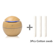 Load image into Gallery viewer, Mini USB Ultrasonic Essential Oil Diffuser, Air Humidifier, Wood Grain, 7 LED Light, For Home Aromatherapy
