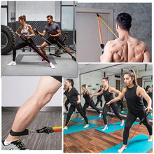 Load image into Gallery viewer, 17Pcs/Set Latex Loop Tube Resistance Bands with Gym Door Anchor, Ankle Straps and Bag
