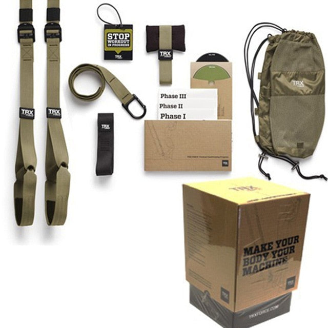 Military Tactical Suspension Trainer - Belt Hanging Tension Belt - Gravity Resistance Fitness Equipment Set
